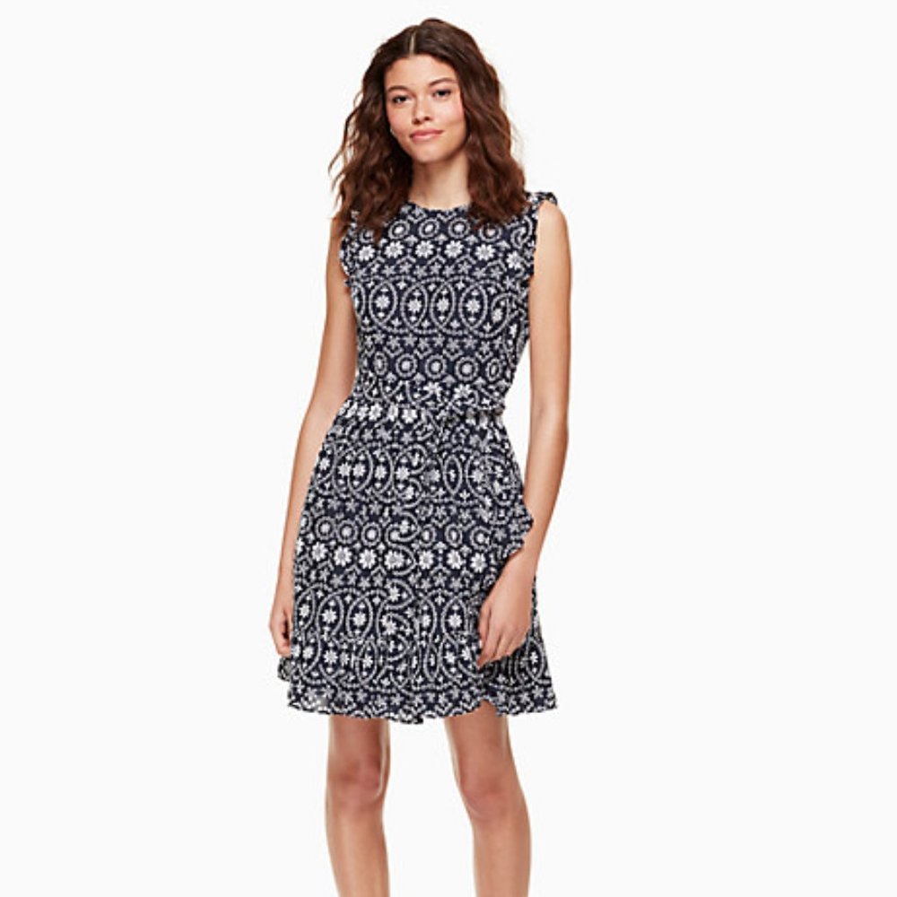 Kate Spade Eyelet Wrap Dress | Navy/White